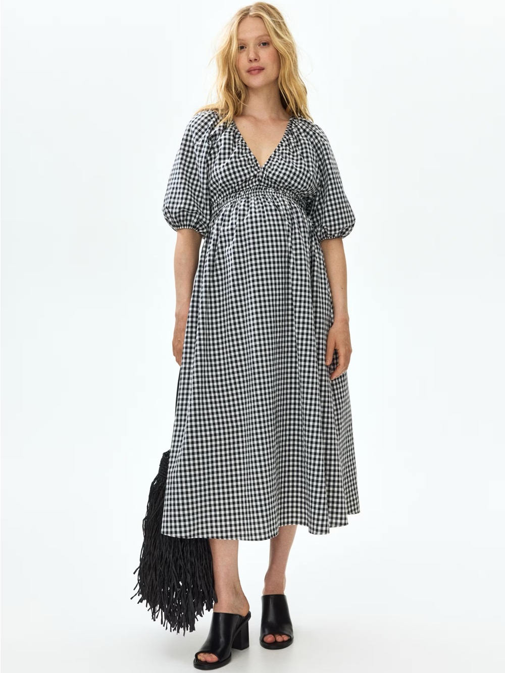 H&M MAMA Balloon-Sleeved Midi Dress